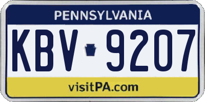 PA license plate KBV9207