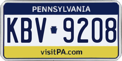 PA license plate KBV9208