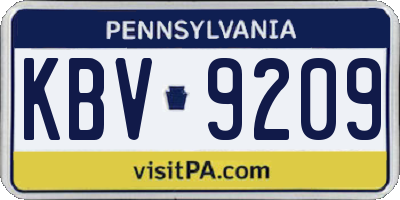 PA license plate KBV9209