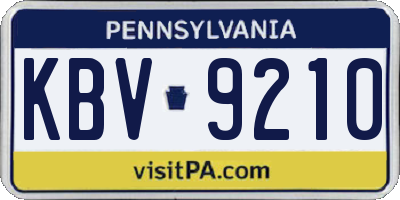 PA license plate KBV9210