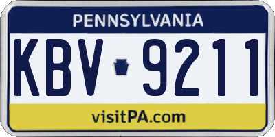 PA license plate KBV9211