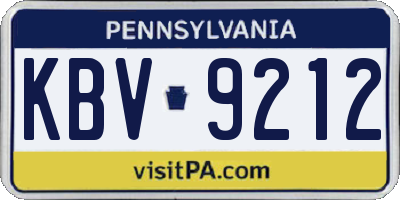 PA license plate KBV9212