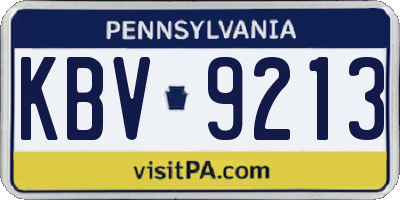 PA license plate KBV9213