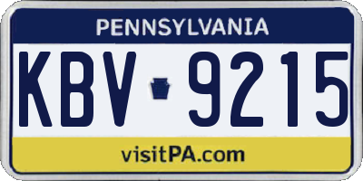 PA license plate KBV9215