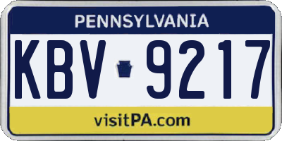 PA license plate KBV9217