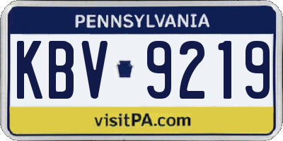 PA license plate KBV9219