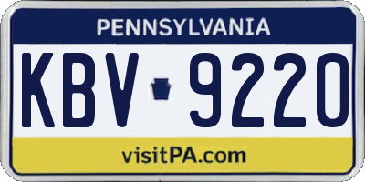 PA license plate KBV9220