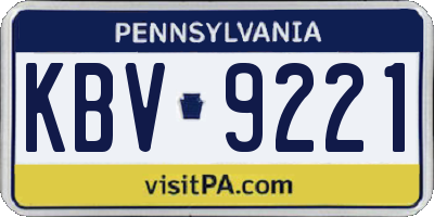 PA license plate KBV9221