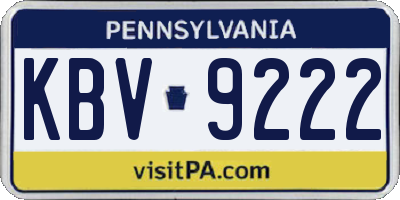 PA license plate KBV9222