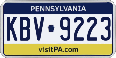 PA license plate KBV9223