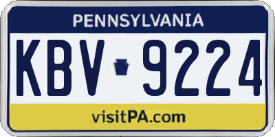 PA license plate KBV9224