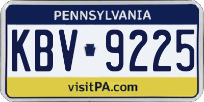 PA license plate KBV9225
