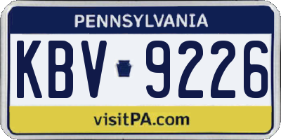 PA license plate KBV9226