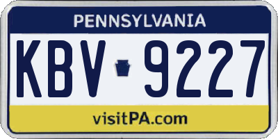 PA license plate KBV9227