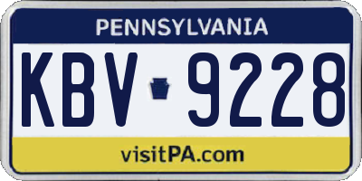 PA license plate KBV9228