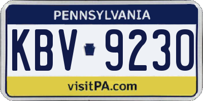 PA license plate KBV9230