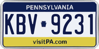 PA license plate KBV9231