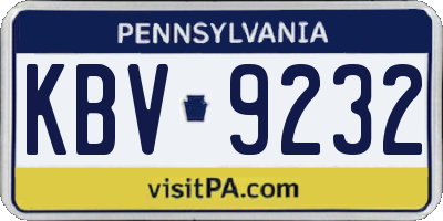 PA license plate KBV9232
