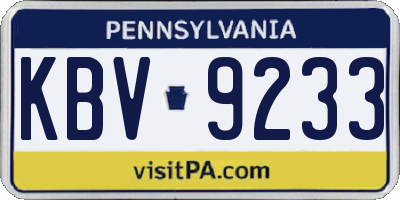 PA license plate KBV9233