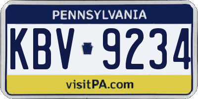 PA license plate KBV9234