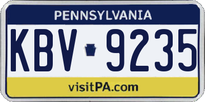 PA license plate KBV9235