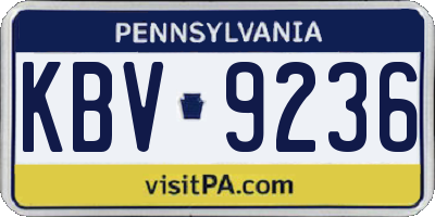 PA license plate KBV9236