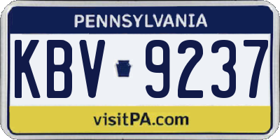 PA license plate KBV9237