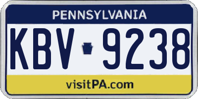 PA license plate KBV9238