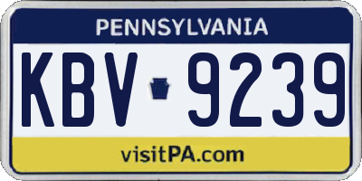 PA license plate KBV9239