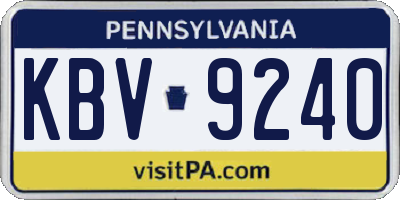 PA license plate KBV9240