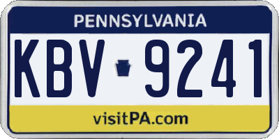 PA license plate KBV9241