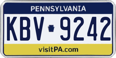 PA license plate KBV9242