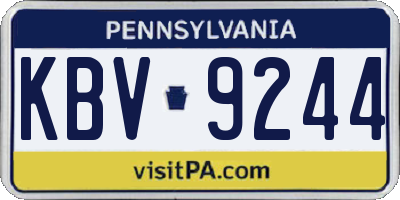 PA license plate KBV9244