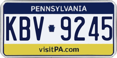 PA license plate KBV9245