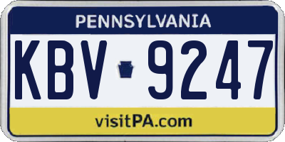 PA license plate KBV9247