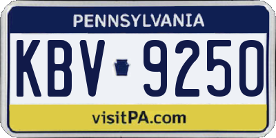 PA license plate KBV9250