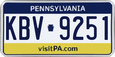 PA license plate KBV9251