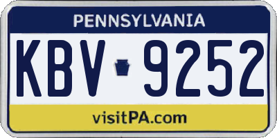 PA license plate KBV9252
