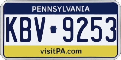 PA license plate KBV9253