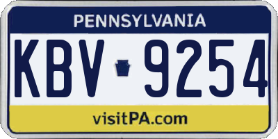 PA license plate KBV9254