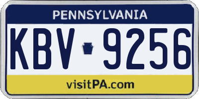 PA license plate KBV9256