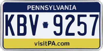 PA license plate KBV9257