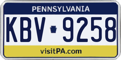 PA license plate KBV9258