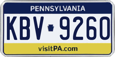 PA license plate KBV9260