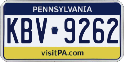 PA license plate KBV9262