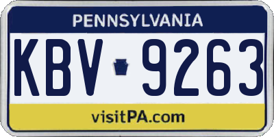 PA license plate KBV9263