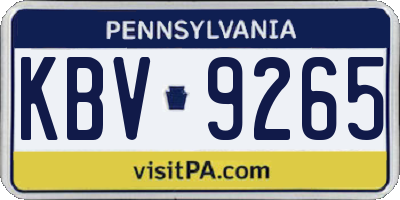 PA license plate KBV9265
