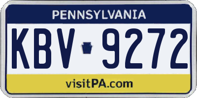 PA license plate KBV9272
