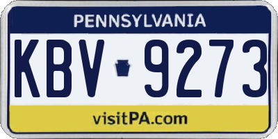 PA license plate KBV9273