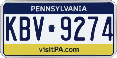 PA license plate KBV9274